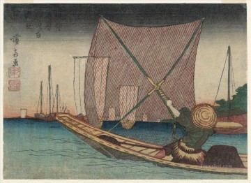 浮世絵 Painting - 佃湾沖のシラス釣り 1830年 渓斎英泉浮世絵